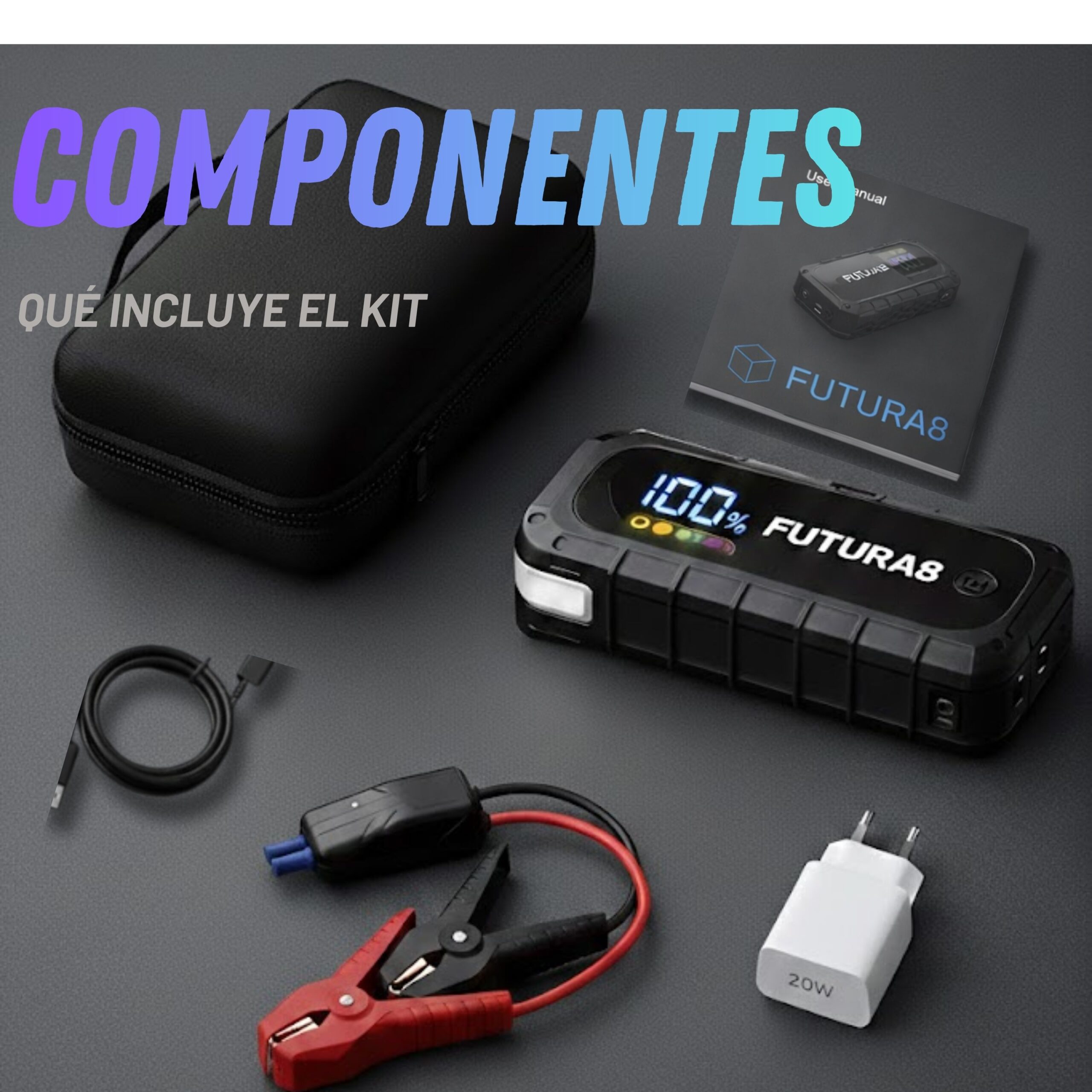 Componentes del kit arrancador de baterias