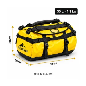 bolsa-duffel-35l-medidas-50x30x30 Medidas de la bolsa duffel FUTURA8: 50 x 30 x 30 cm, 35 L, 1,1 kg